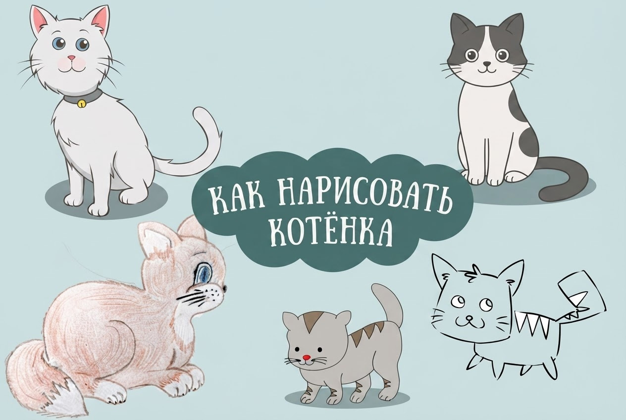 Как нарисовать котёнка поэтапно карандашом