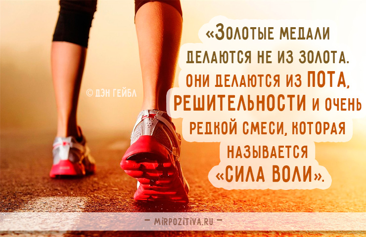 alt="«Золотые медали делаются не из золота. Они делаются из пота, решительности и очень редкой смеси, которая называется «сила воли». Дэн Гейбл"