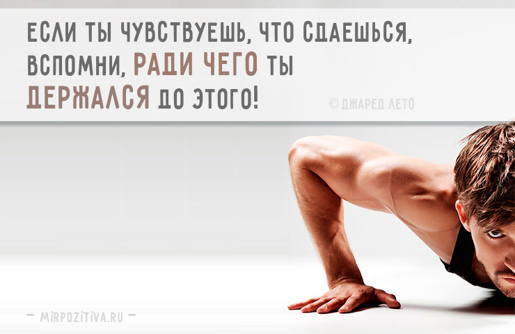 «Если ты чувствуешь, что сдаешься, вспомни, ради чего ты держался до этого» Джаред Лето