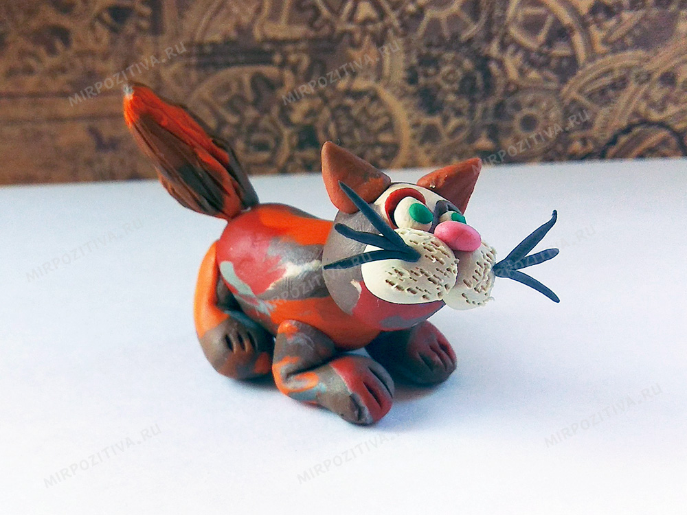 Кот из пластилина готов!