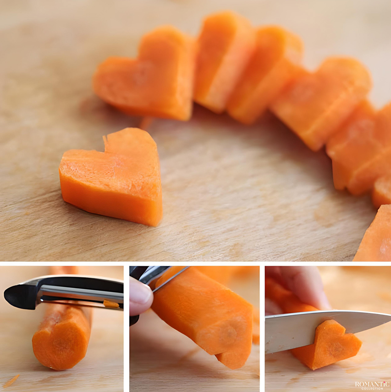 Как порезать морковь в форме сердечек