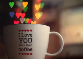 Обои о любви: I Love You кофе